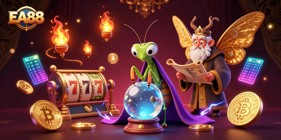Experience thrilling slots with EA88's vibrant 3D casino scene showcasing unique game elements and a mystical vibe.