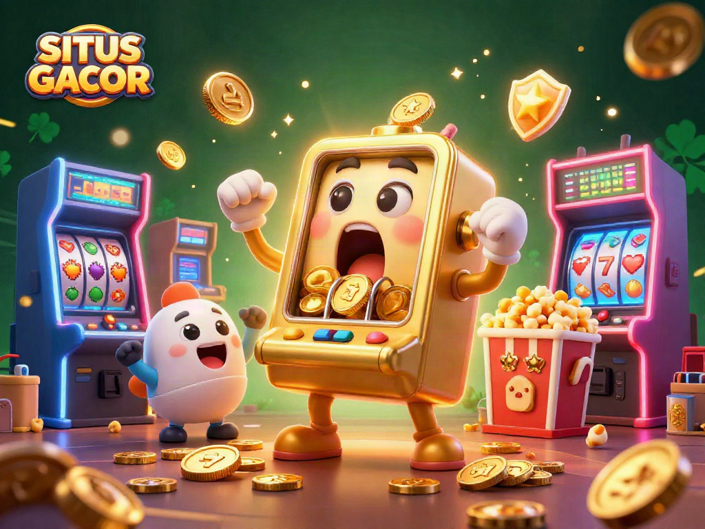 Experience winning excitement at SITUS GACOR with slot machines celebrating jackpots in a colorful casino.