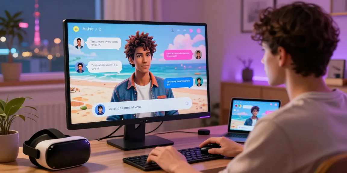 Engaging with a customizable nsfw ai chat companion in a vibrant virtual space, showcasing interactive dialogue.