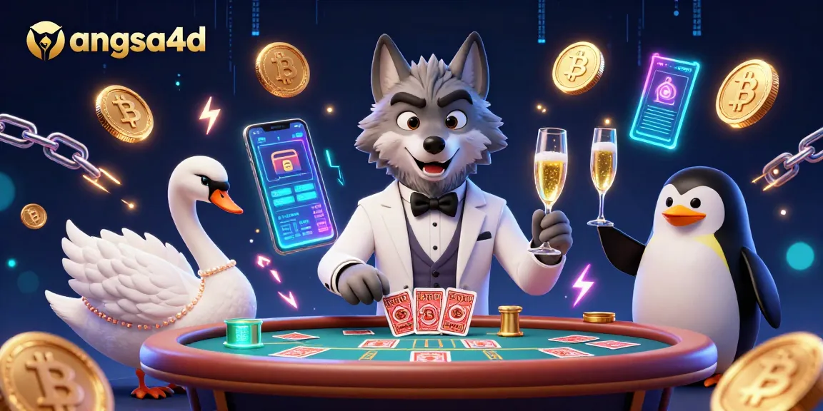 Join the thrill of angsa4d casino as the elegant characters deal cards and toast with champagne in an exciting gaming scene.
