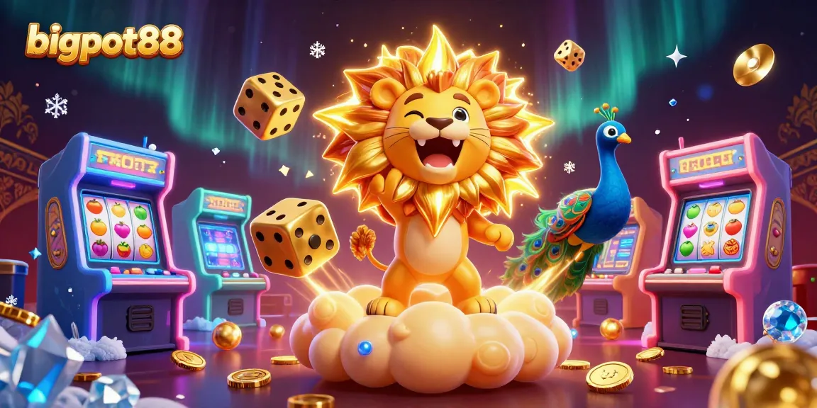 Experience thrilling gameplay at bigpot88 with vibrant 3D casino characters and colorful slot machine elements.