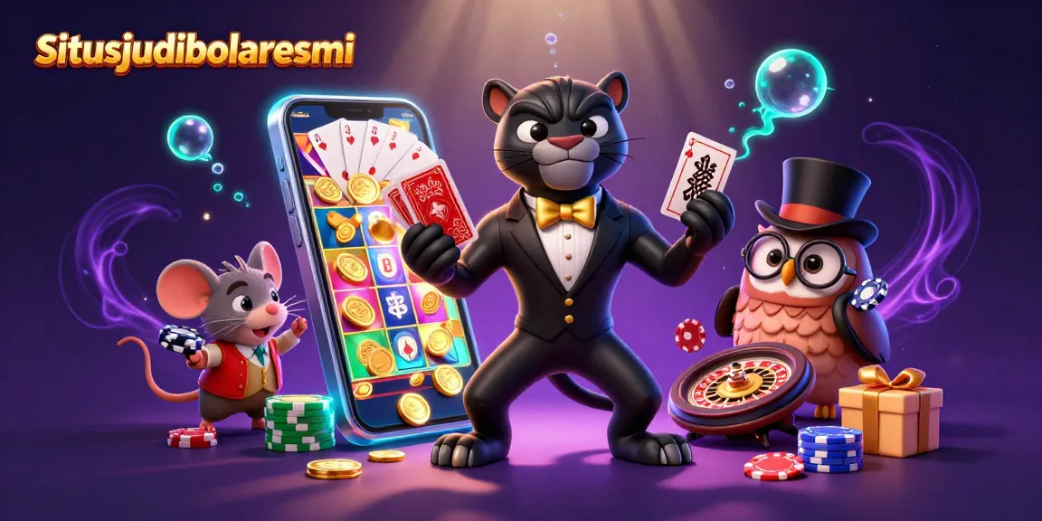 Experience excitement at situsjudibolaresmi with a dynamic scene featuring characters in a vibrant gambling atmosphere.