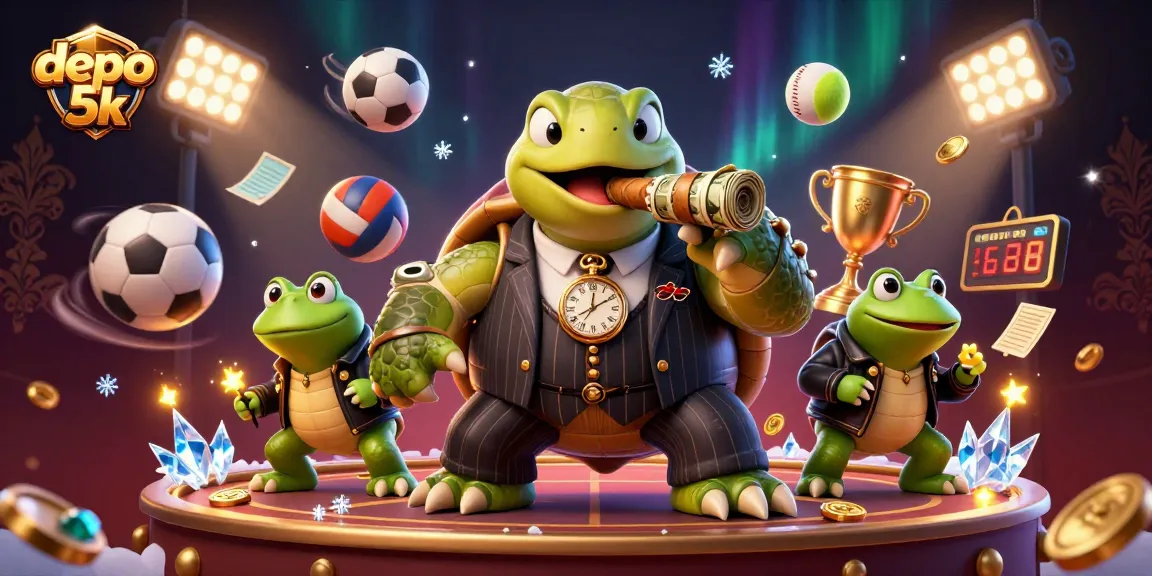 Experience exhilarating action with depo 5k as winning characters and sports balls spotlight the casino atmosphere.