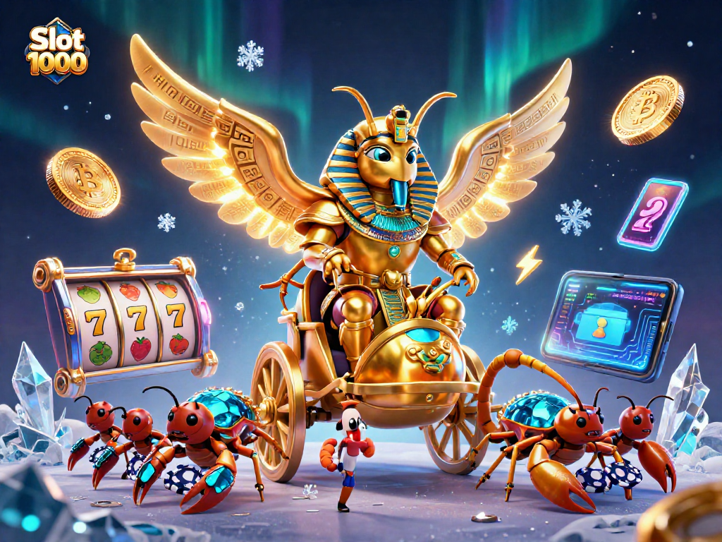 Experience Slot 1000 thrills with vibrant 3D cartoony representation of an enchanting casino scene.