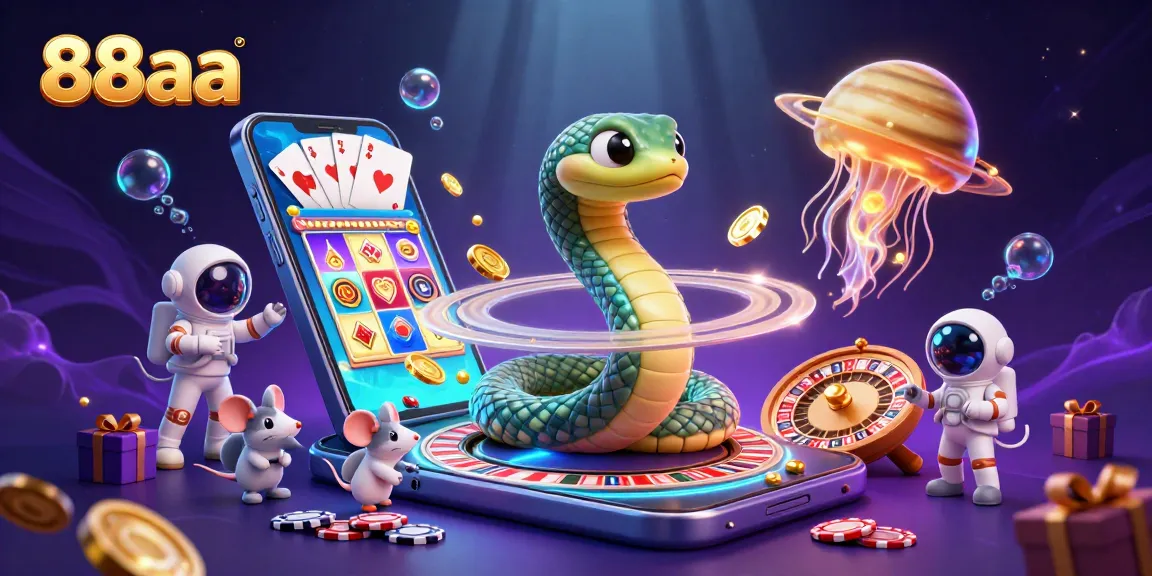 88aa gaming experience with astronaut mice betting on Saturn's rings, showcasing vibrant decorations and cosmic elements.