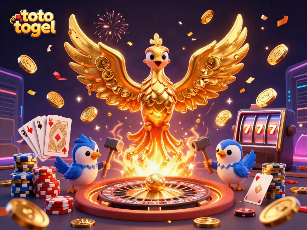 Experience the thrill of toto togel with captivating casino elements and a vibrant phoenix scene.