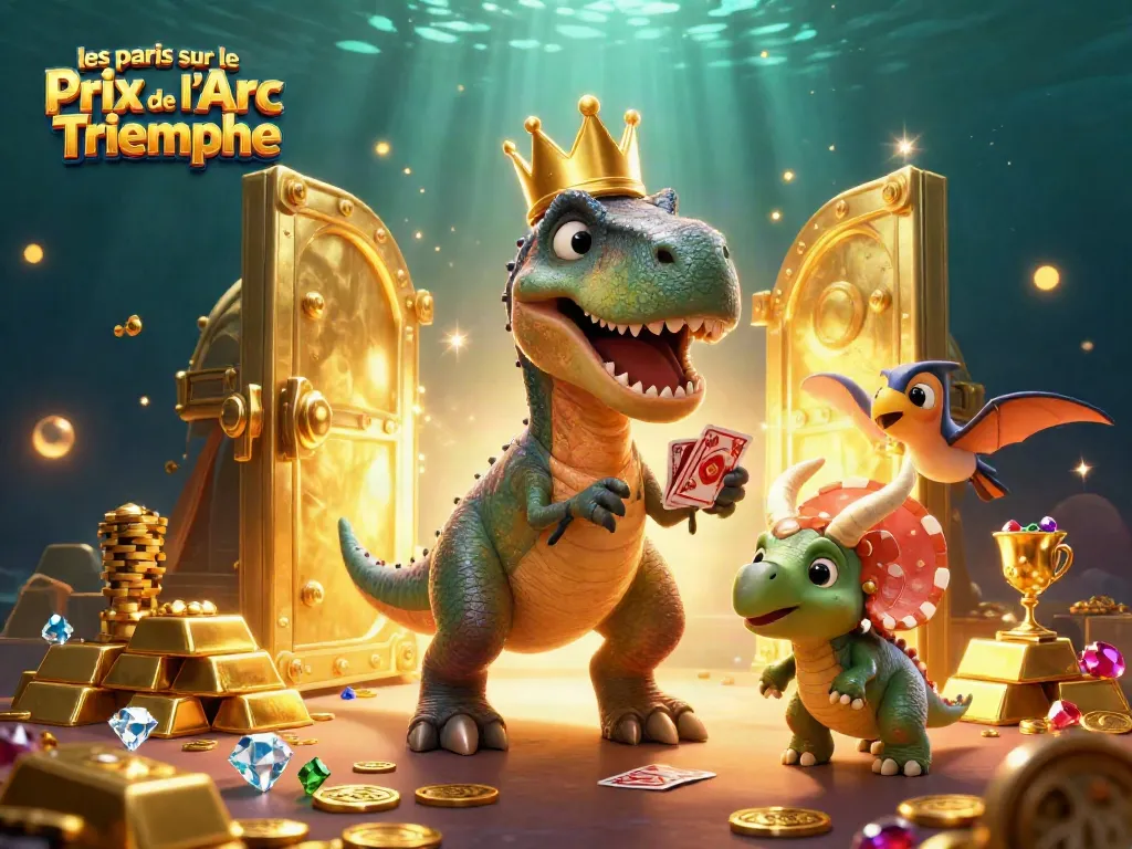 Engage in les paris sur le Prix de l'Arc de Triomphe with our vibrant 3D illustration featuring captivating characters.