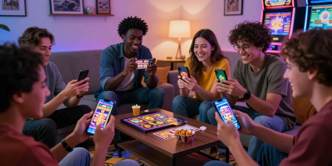 Group of friends enjoying Slots PK app, aiming to win big in a cozy atmosphere.