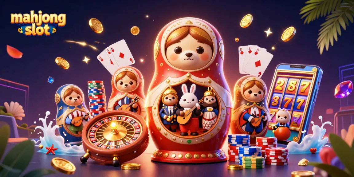 Experience exciting mahjong slot action with vibrant casino-themed characters and elements.