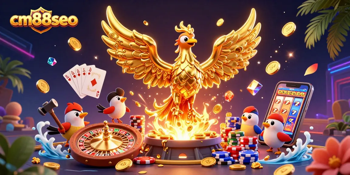Experience thrilling gameplay at cm88seo with a golden phoenix and engaging casino elements.