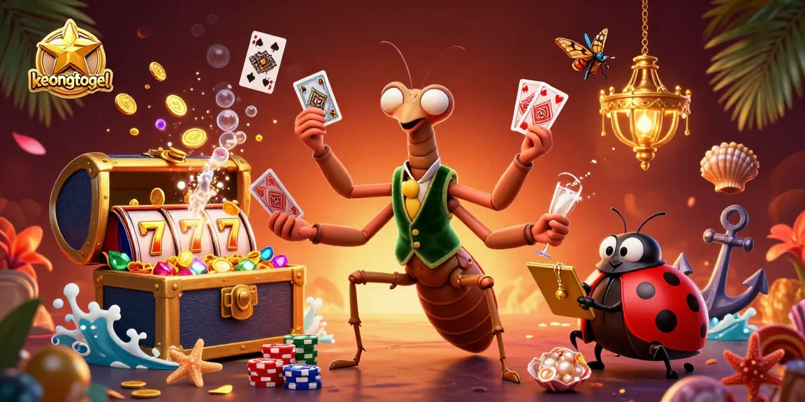 keongtogel features a dynamic casino scene with colorful slots, coins, and engaging characters in action