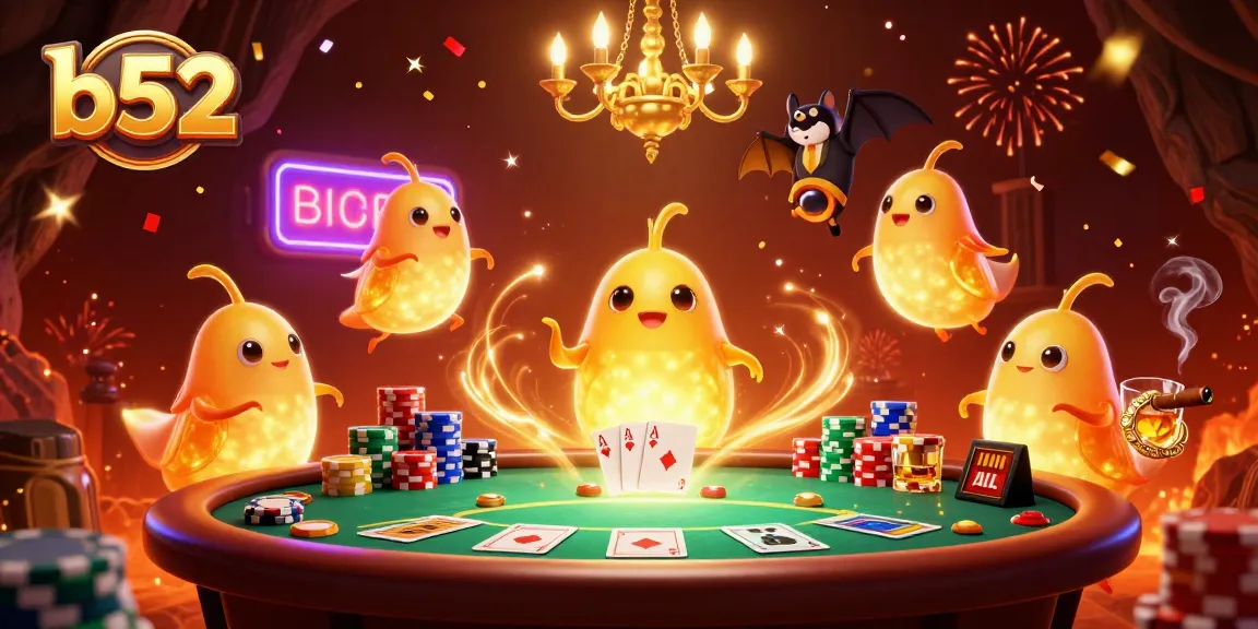 Experience thrilling gaming at b52 with glowworms illuminating the poker scene in a vibrant casino.