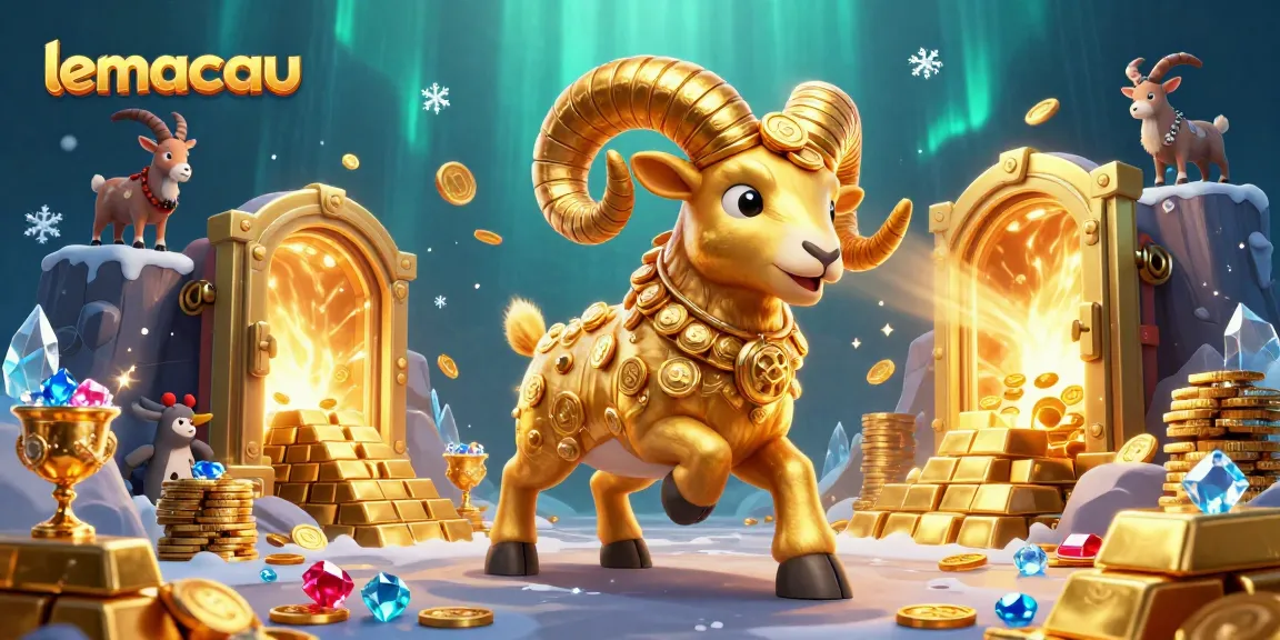 Lemacau's vibrant casino world depicted with a golden ram charging through treasure and games.