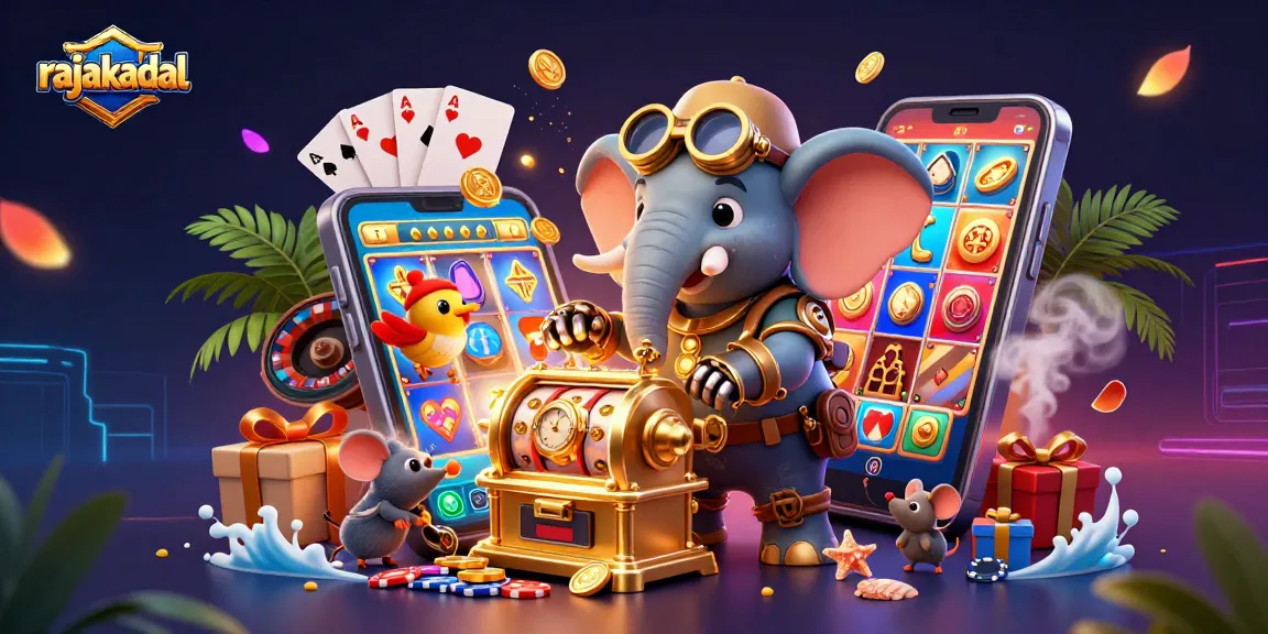 Menangkan jackpot di rajakadal dengan permainan slot dikelilingi karakter menarik dan alat permainan.