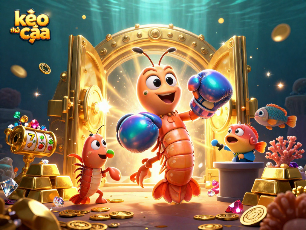 Engage in thrilling gameplay with kèo nhà cái, as illustrated by vibrant 3D characters and casino elements.