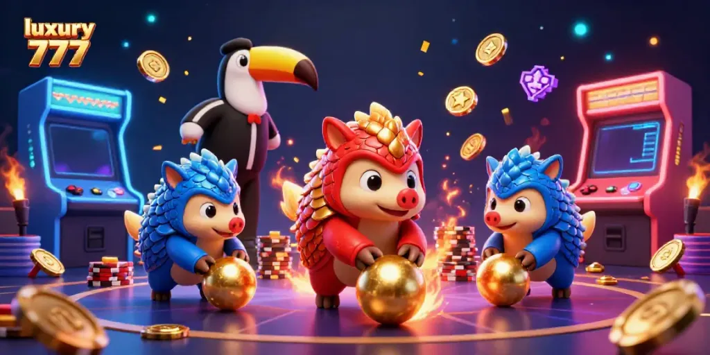 Experience thrilling moments with luxury 777 as rival pangolins roll into a game of poker!