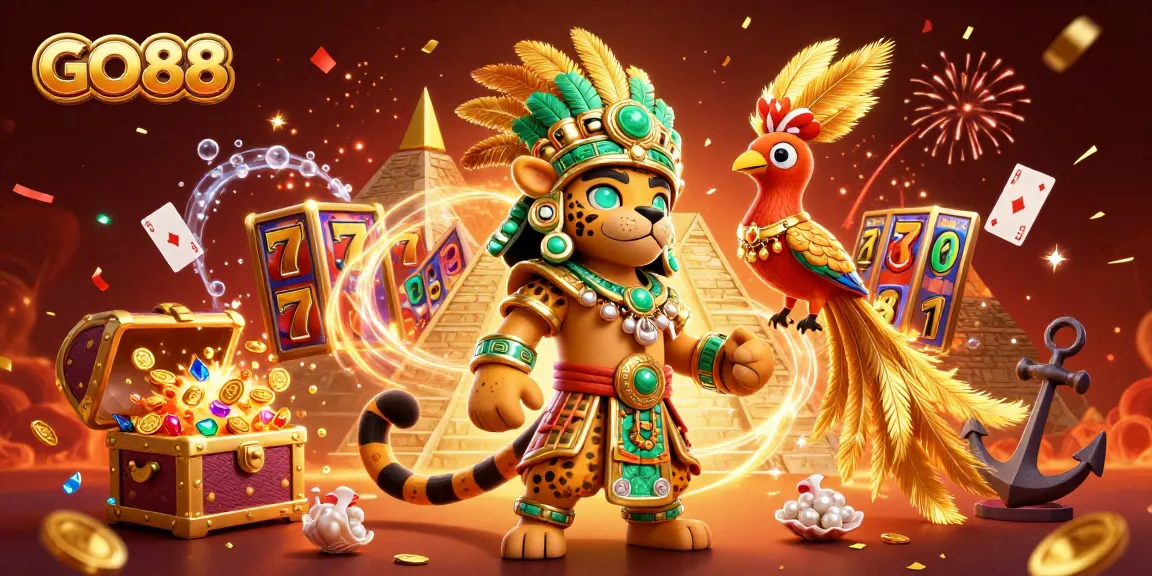Experience exciting casino thrills with GO88's vibrant 3D scene of rich games and treasure!