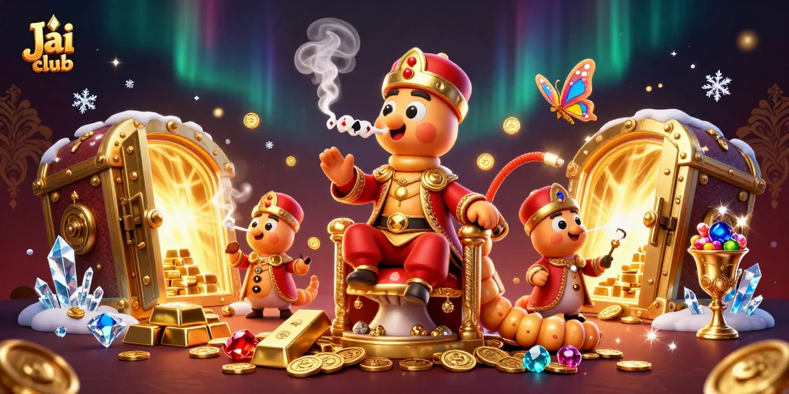 Play exciting games with Jai club's vibrant 3D illustration featuring unique characters and casino elements.