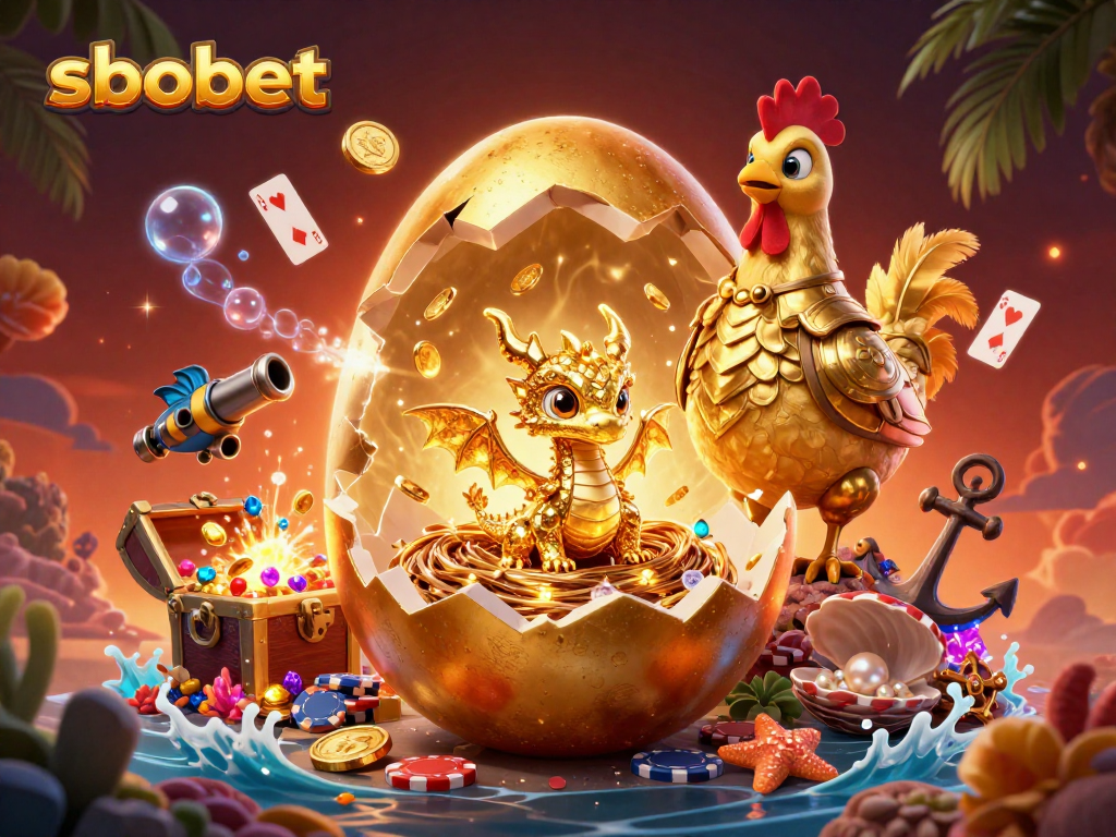 Engage with sbobet's dynamic gaming experience featuring a golden dragon and poker elements.