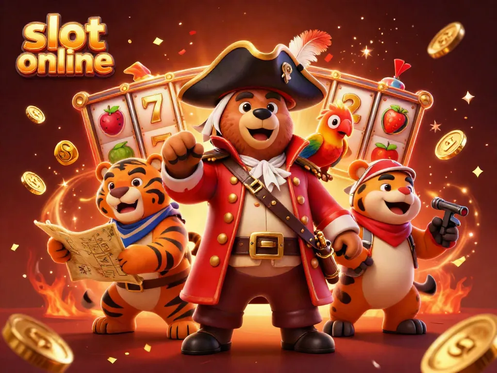 Spin the reels with excitement at slot online in this vibrant 3D casino scene.