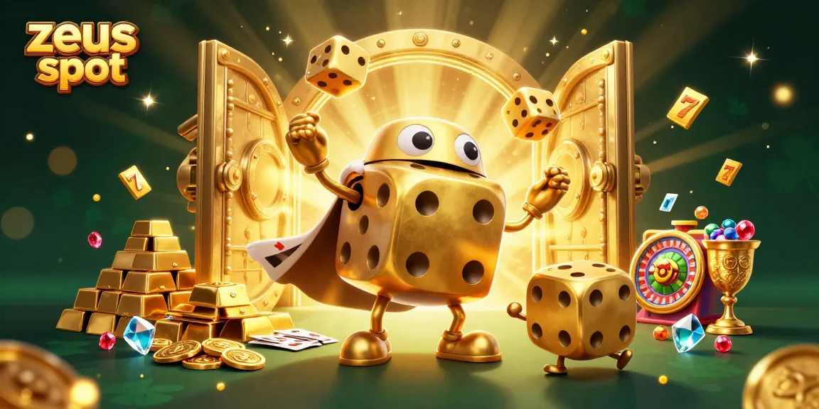 Experience thrilling spins with zeus slot in this vibrant 3D casino scene packed with gold and gems.