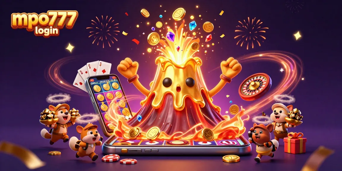 Engage with the mpo777 login portal featuring vibrant 3D elements and exciting casino visuals for an immersive experience.