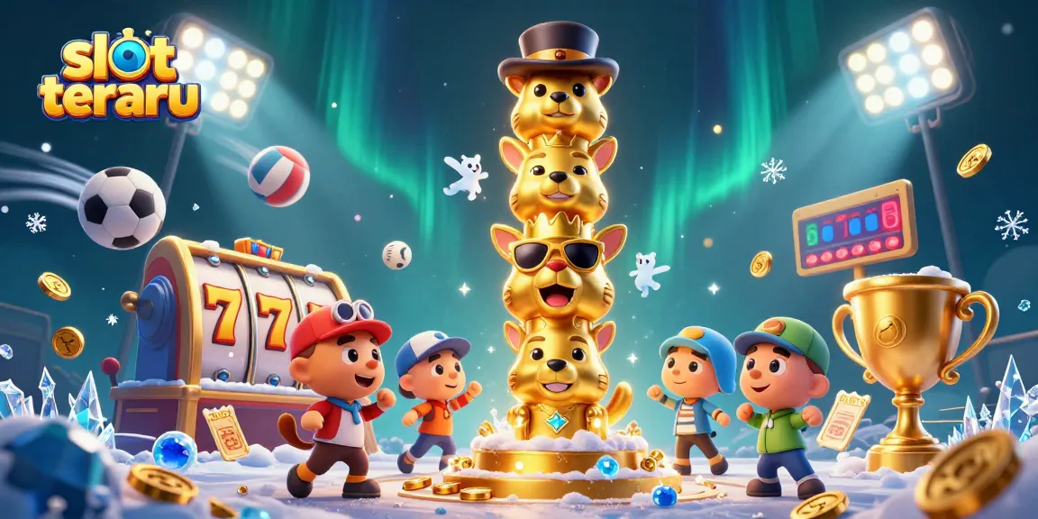 Engage with slot terbaru in this vibrant 3D casino scene featuring animated characters and gaming elements.