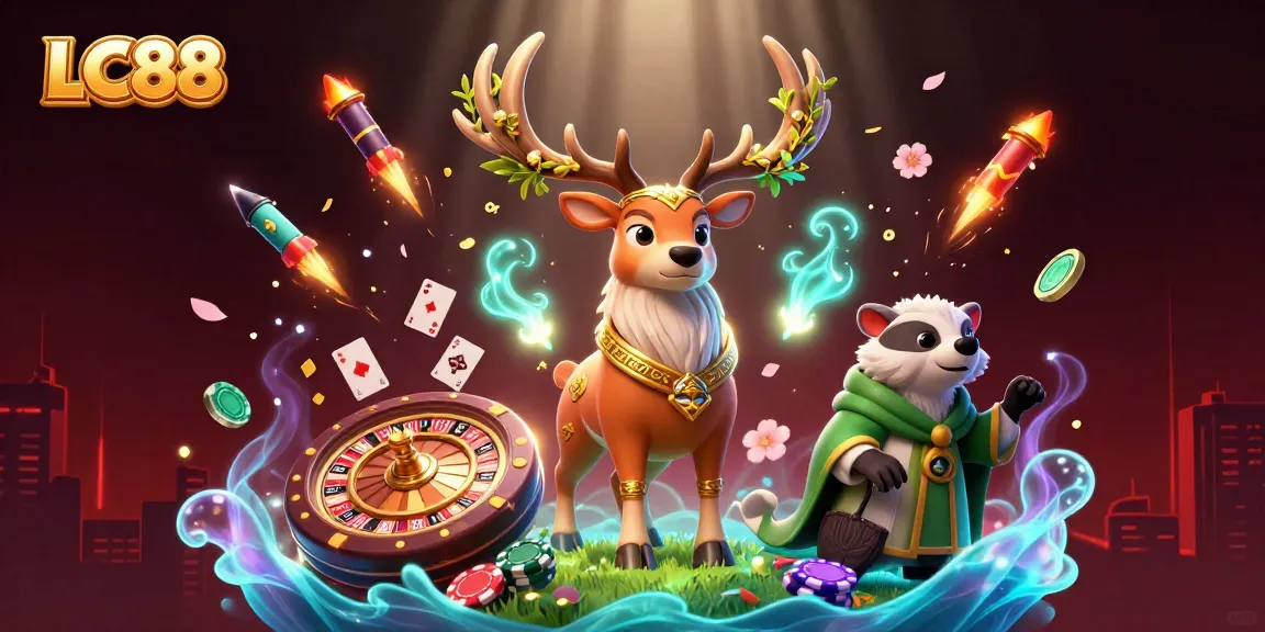 Experience thrilling games at LC88 with vibrant illustrations depicting casino excitement