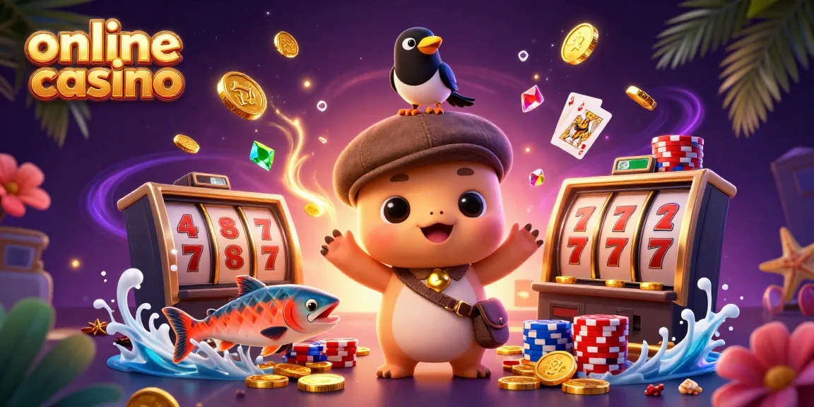 Engage with the thrilling online casino scene featuring cute Nessie, a magpie, and salmon amidst gold coins.