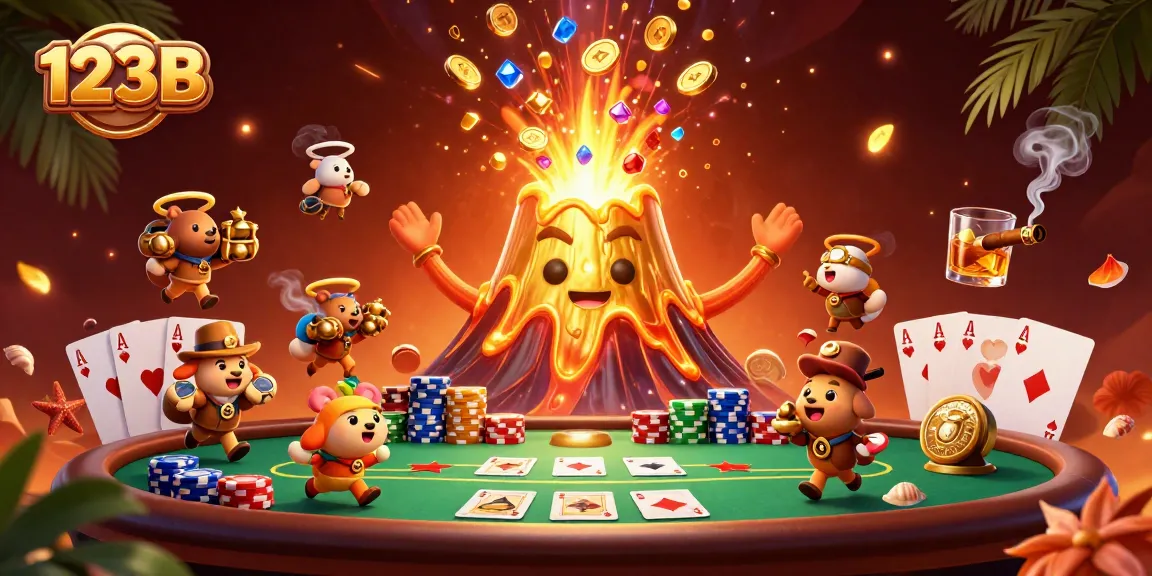 Join the thrilling adventure at 123B Casino with treasure erupting from a golden volcano!