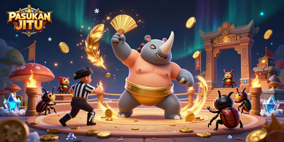 Experience the excitement of PASUKAN JITU with dynamic gambling action in a colorful casino scene.